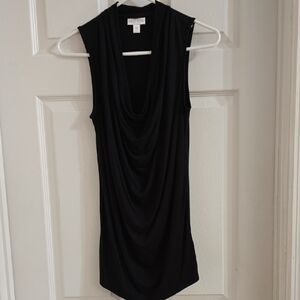 Bisou Bisou Black Draped Cowl Neck Sleeveless Top